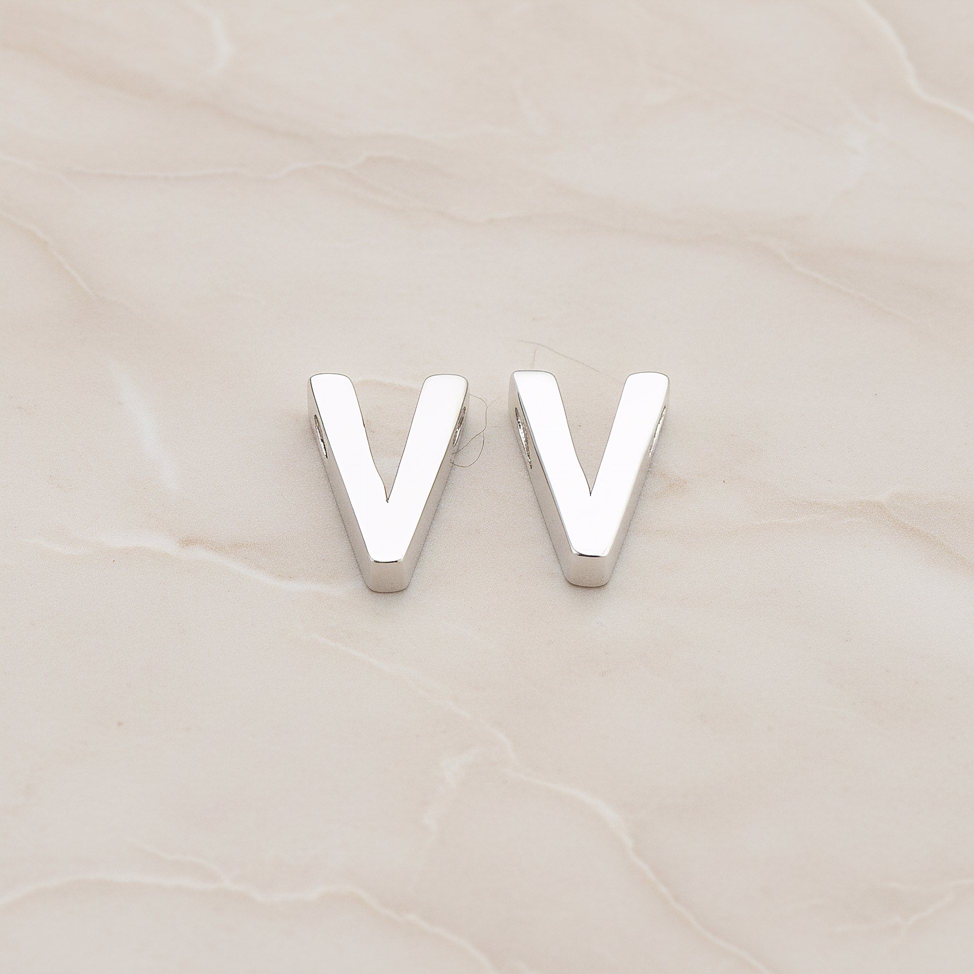 3D Initials Pendant, 2 Pc on warm marble background (PD.198)