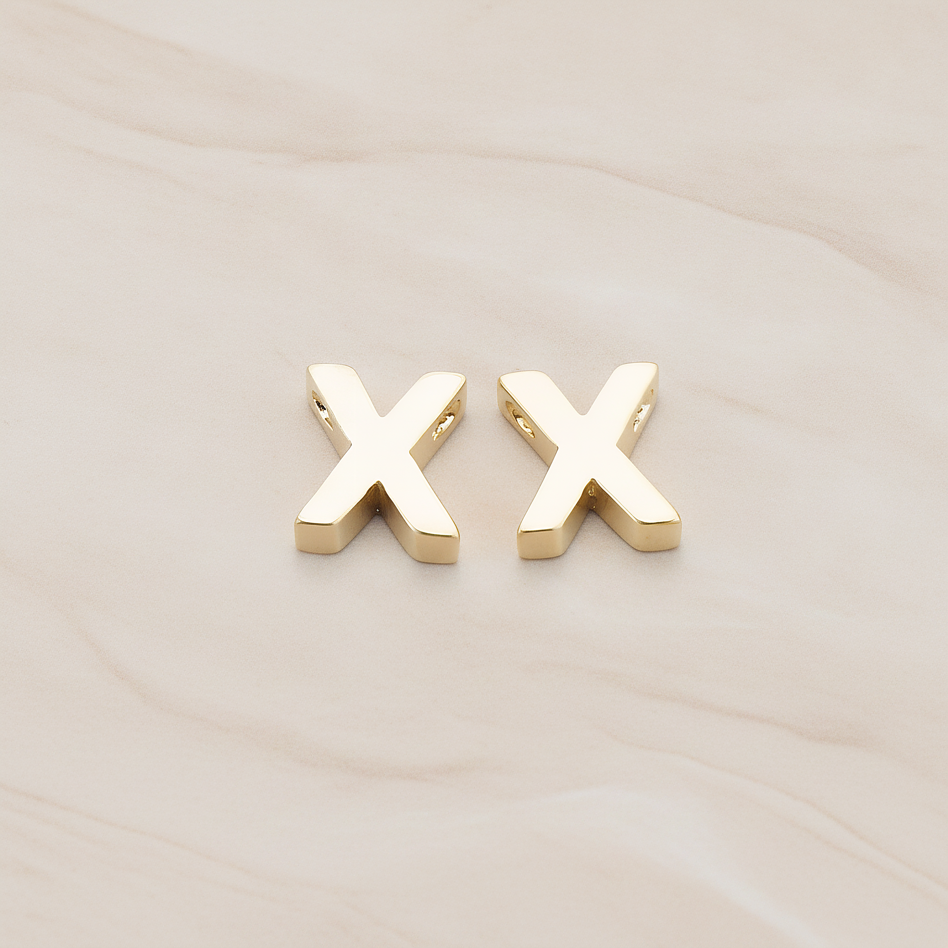 3D Initials Pendant, 2 Pc on warm marble background (PD.198)