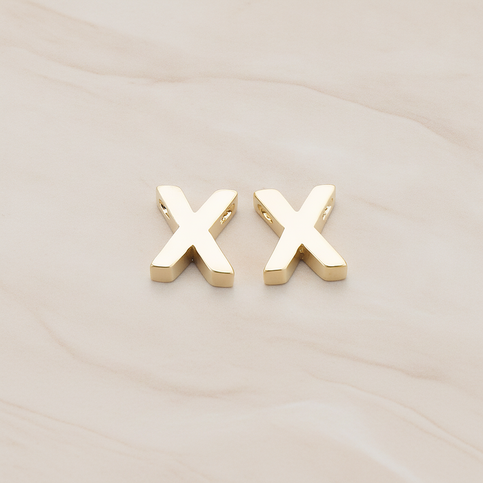 3D Initials Pendant, 2 Pc on warm marble background (PD.198)