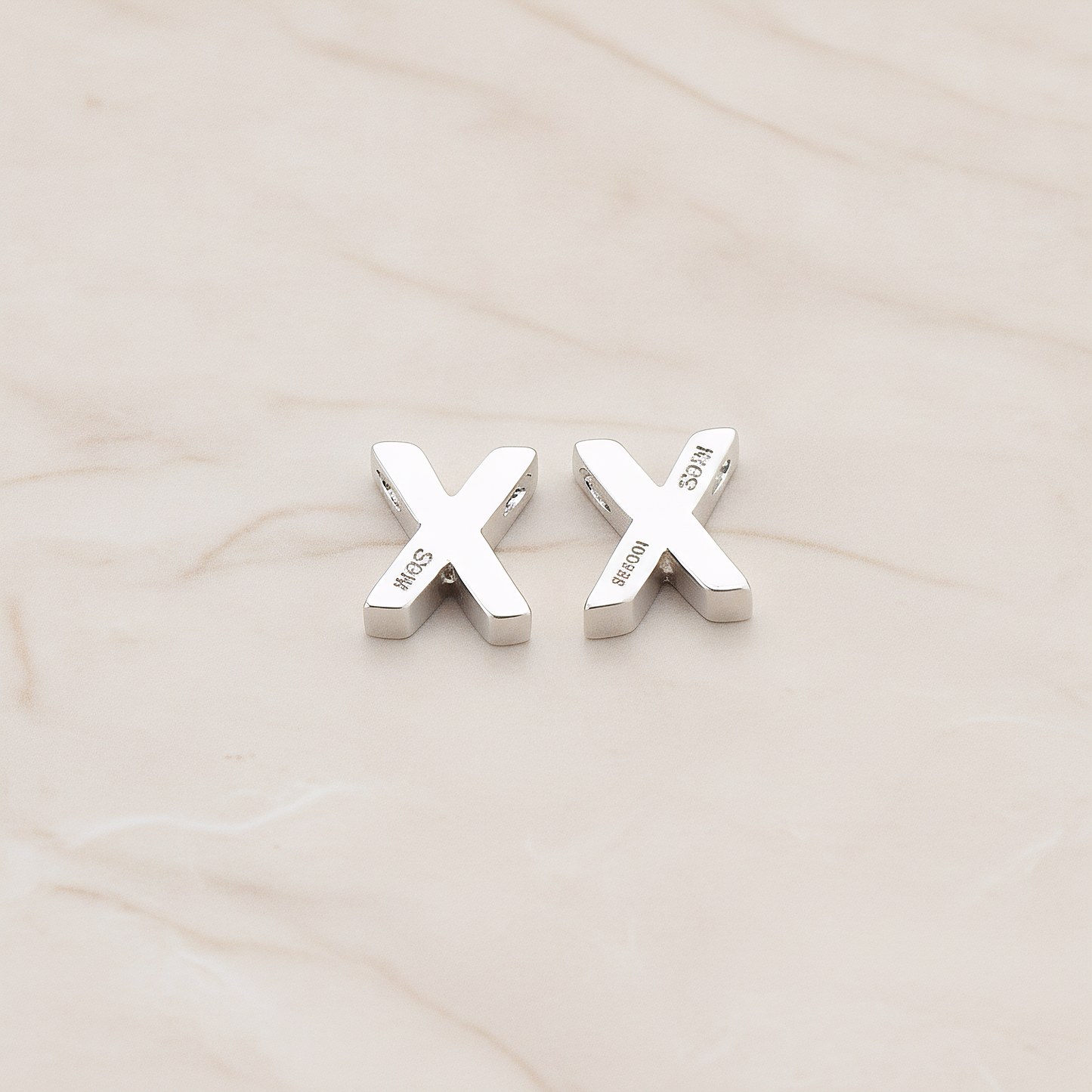 3D Initials Pendant, 2 Pc on warm marble background (PD.198)