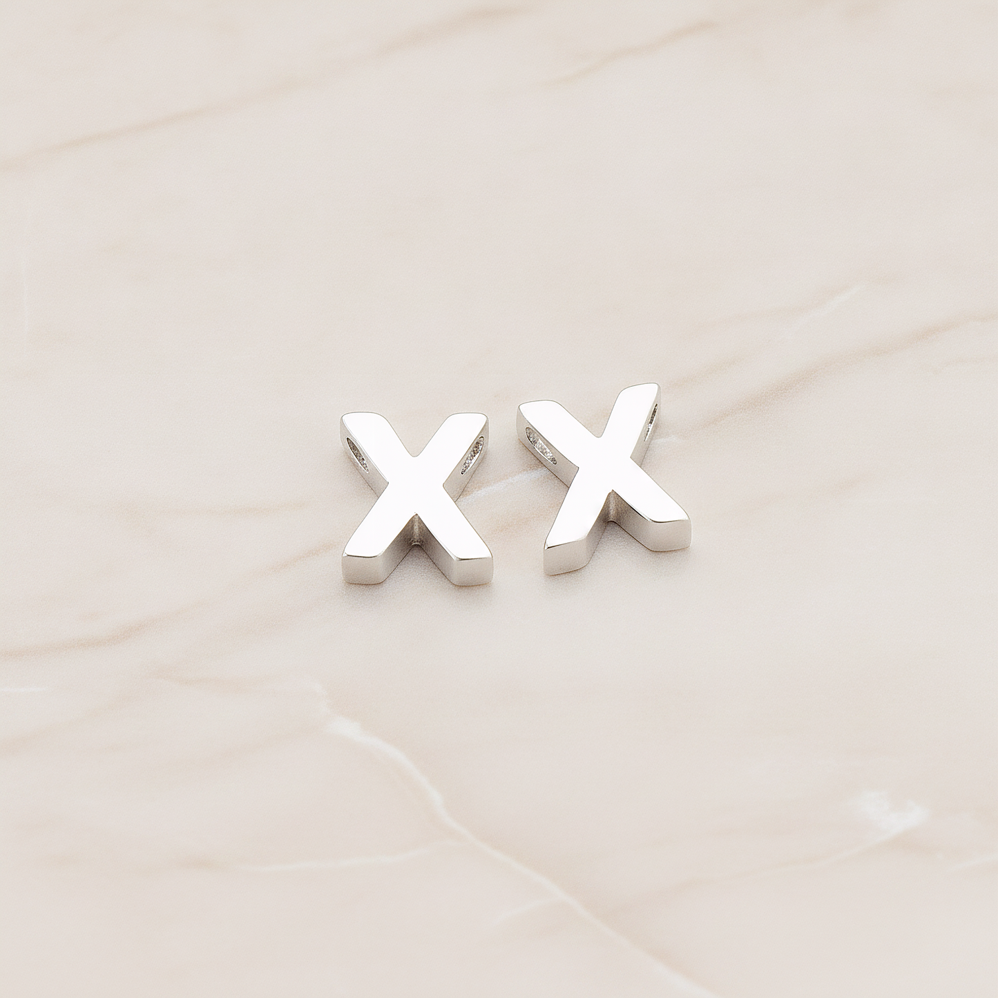3D Initials Pendant, 2 Pc on warm marble background (PD.198)
