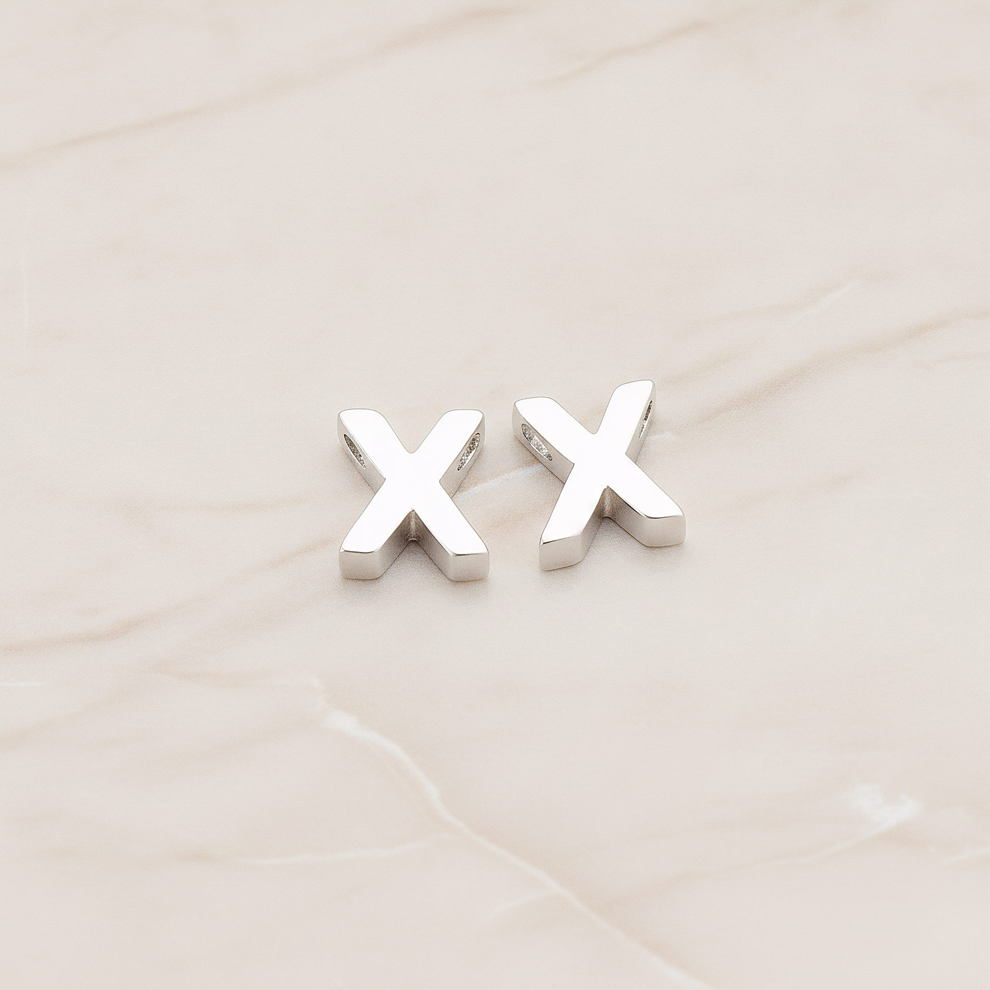 3D Initials Pendant, 2 Pc on warm marble background (PD.198)