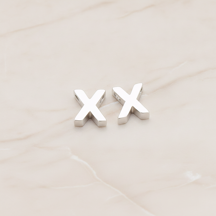 3D Initials Pendant, 2 Pc on warm marble background (PD.198)