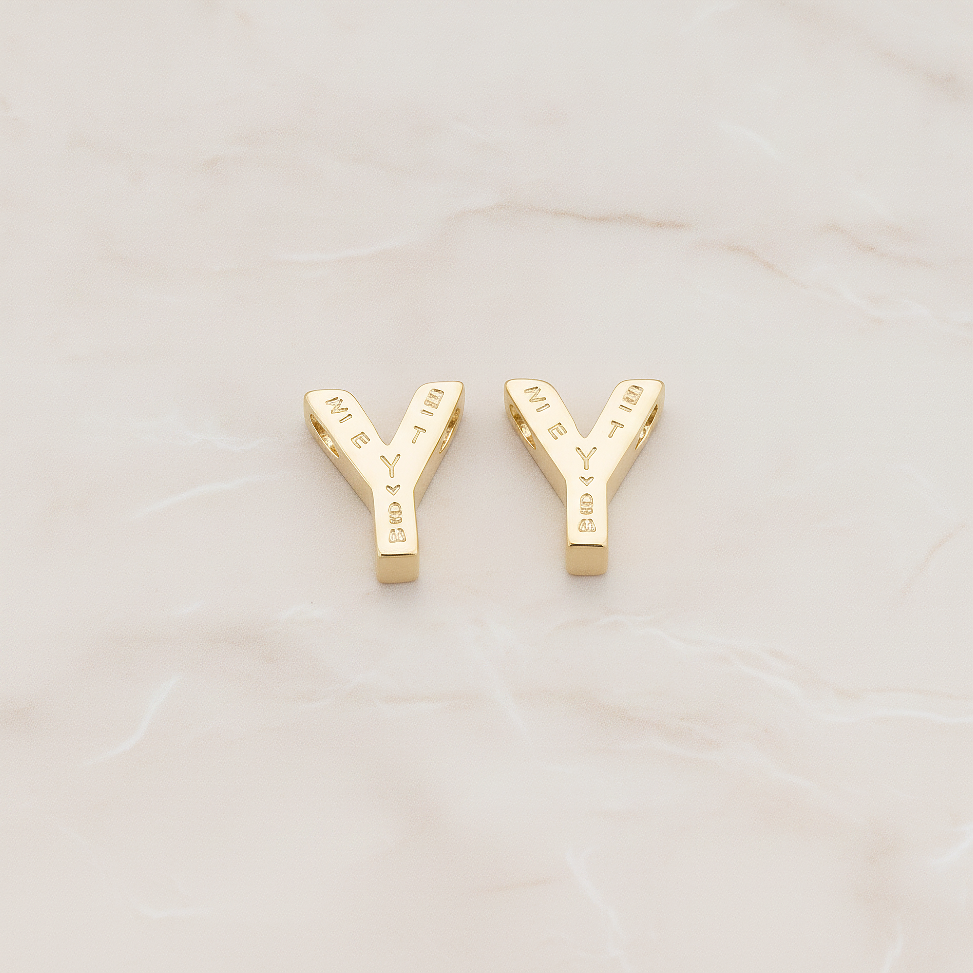 3D Initials Pendant, 2 Pc on warm marble background (PD.198)