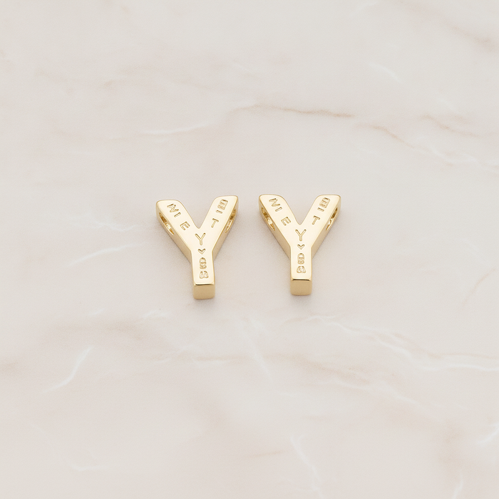 3D Initials Pendant, 2 Pc on warm marble background (PD.198)