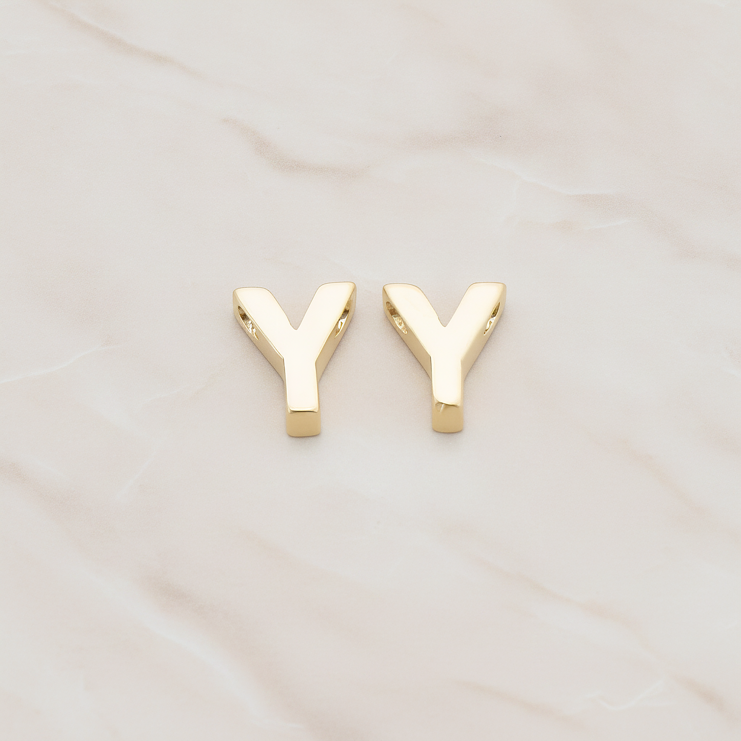 3D Initials Pendant, 2 Pc on warm marble background (PD.198)