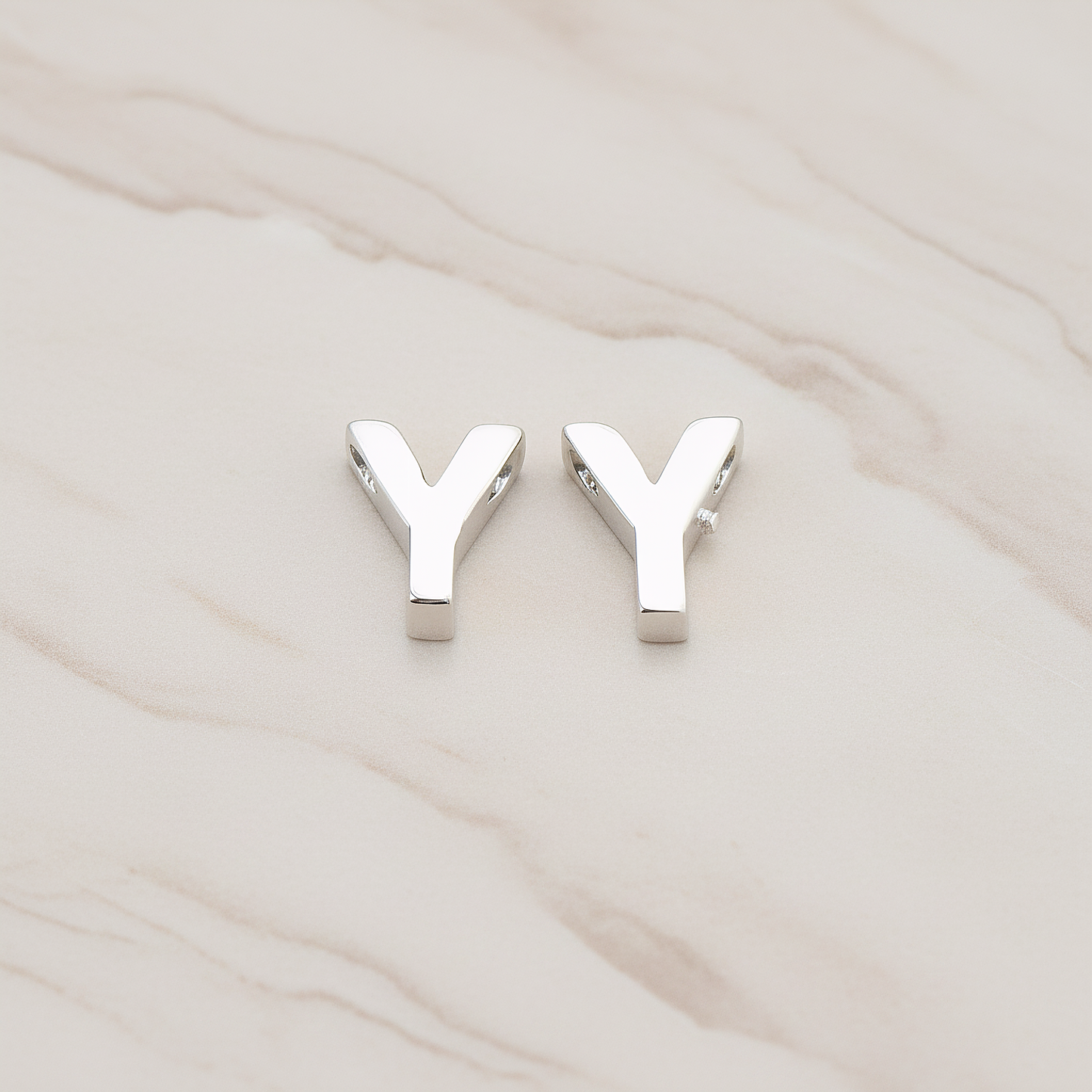 3D Initials Pendant, 2 Pc on warm marble background (PD.198)