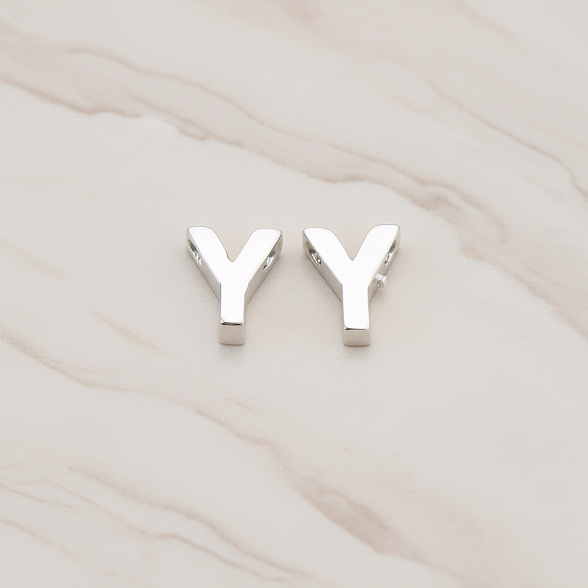 3D Initials Pendant, 2 Pc on warm marble background (PD.198)