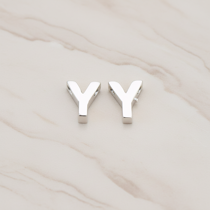 3D Initials Pendant, 2 Pc on warm marble background (PD.198)