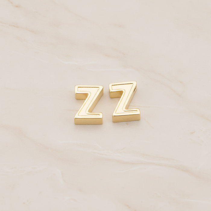 3D Initials Pendant, 2 Pc on warm marble background (PD.198)