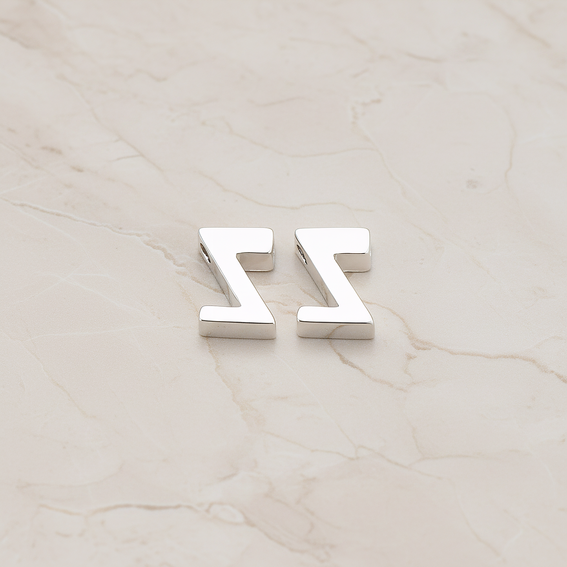 3D Initials Pendant, 2 Pc on warm marble background (PD.198)