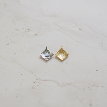 Opal Square Pendant, 2 Pc on warm marble background (PD.2082)