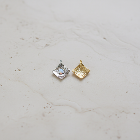 Opal Square Pendant, 2 Pc on warm marble background (PD.2082)