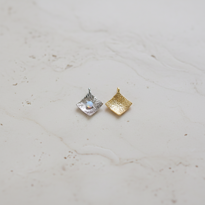 Opal Square Pendant, 2 Pc on warm marble background (PD.2082)