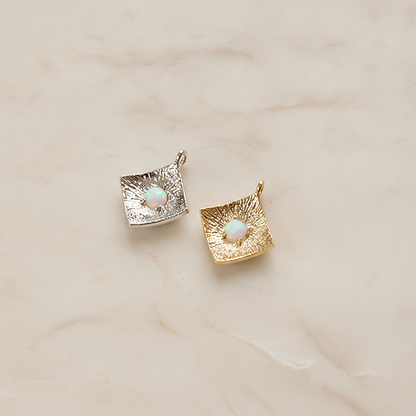 Opal Square Pendant, 2 Pc on warm marble background (PD.2082)