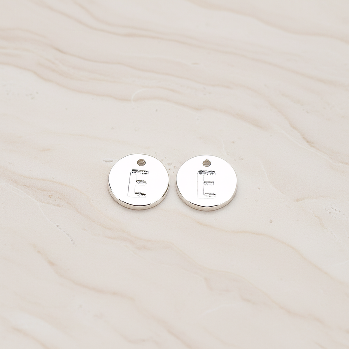 Round Disk Initial Pendant, 2 Pc on warm marble background (PD.219)