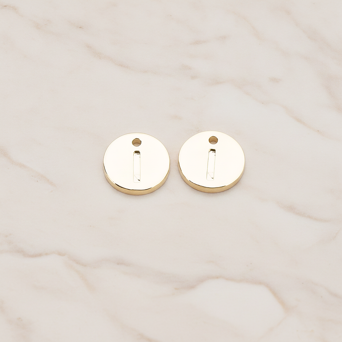 Round Disk Initial Pendant, 2 Pc on warm marble background (PD.219)