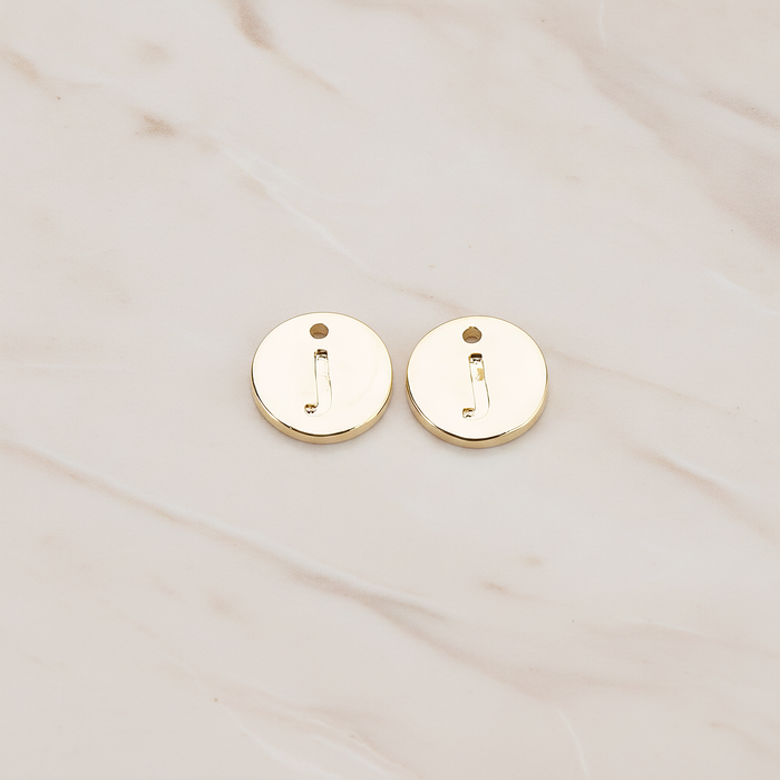 Round Disk Initial Pendant, 2 Pc on warm marble background (PD.219)