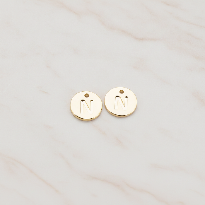Round Disk Initial Pendant, 2 Pc on warm marble background (PD.219)