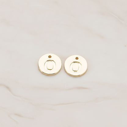 Round Disk Initial Pendant, 2 Pc on warm marble background (PD.219)