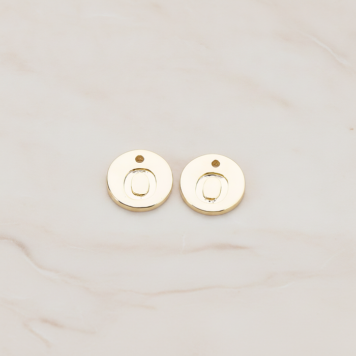 Round Disk Initial Pendant, 2 Pc on warm marble background (PD.219)