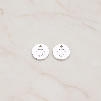 Round Disk Initial Pendant, 2 Pc on warm marble background (PD.219)