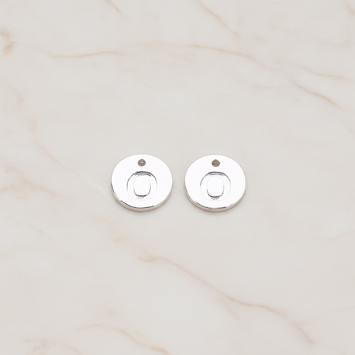 Round Disk Initial Pendant, 2 Pc on warm marble background (PD.219)