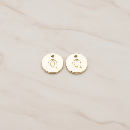 Round Disk Initial Pendant, 2 Pc on warm marble background (PD.219)