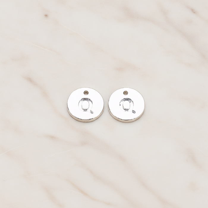 Round Disk Initial Pendant, 2 Pc on warm marble background (PD.219)