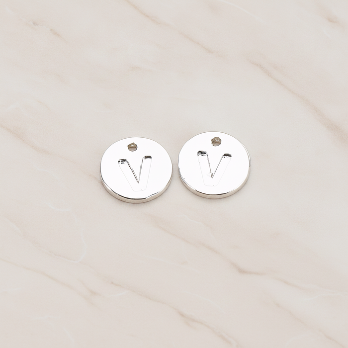 Round Disk Initial Pendant, 2 Pc on warm marble background (PD.219)