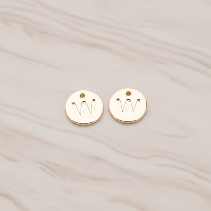 Round Disk Initial Pendant, 2 Pc on warm marble background (PD.219)
