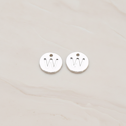 Round Disk Initial Pendant, 2 Pc on warm marble background (PD.219)
