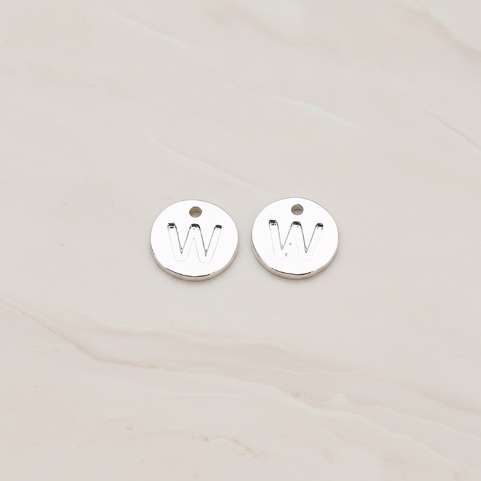 Round Disk Initial Pendant, 2 Pc on warm marble background (PD.219)