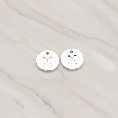 Round Disk Initial Pendant, 2 Pc on warm marble background (PD.219)