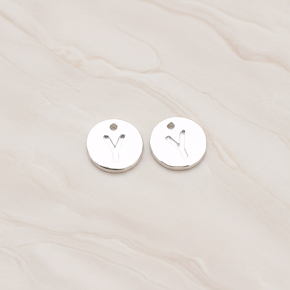 Round Disk Initial Pendant, 2 Pc on warm marble background (PD.219)