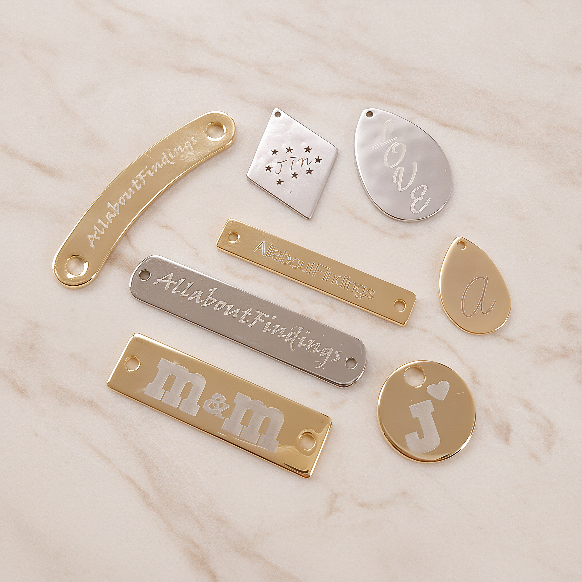 Plated Organic Round Plain Large Tag Coin Disk Pendant, 2 Pc on warm marble background (PD.854-02)