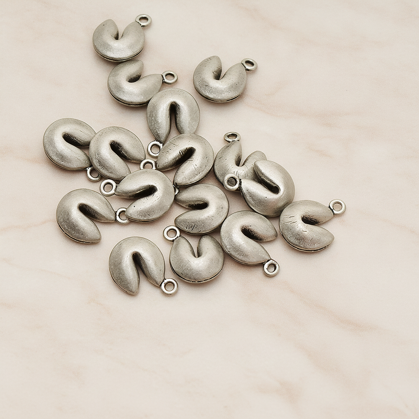 Fortune Cookie Pendant, 2 Pc on warm marble background (PD.1005)