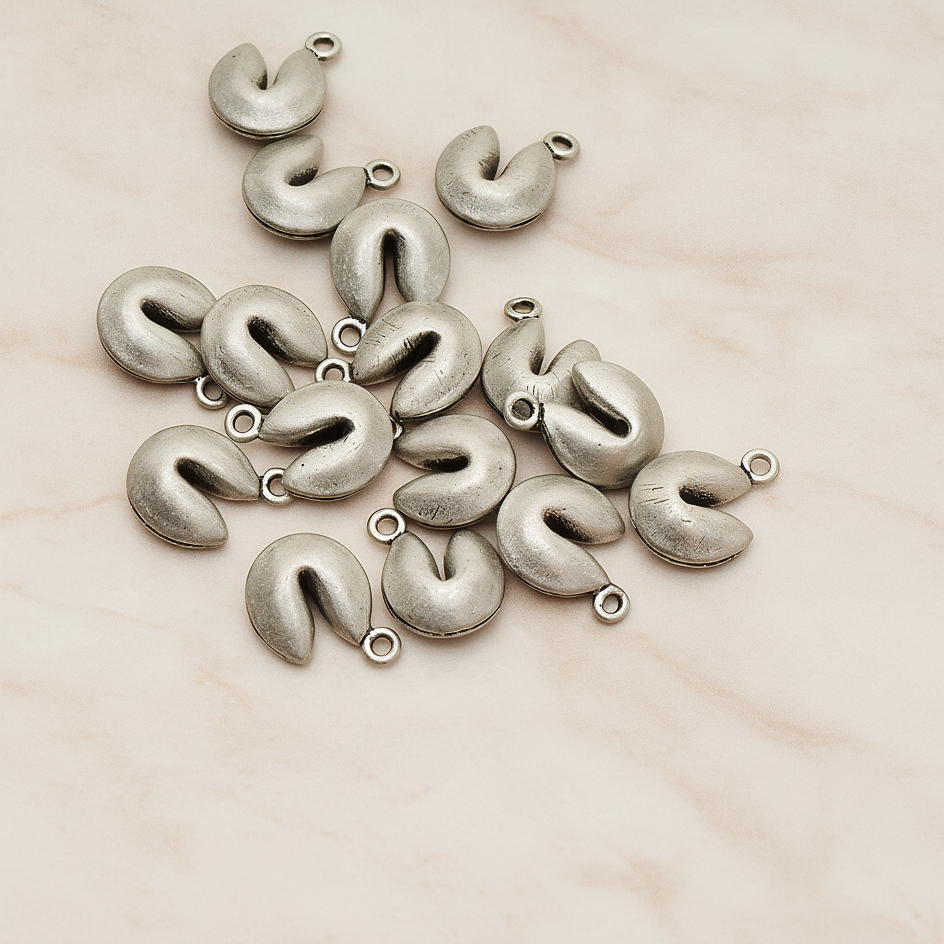 Fortune Cookie Pendant, 2 Pc on warm marble background (PD.1005)