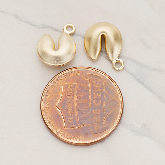 Fortune Cookie Pendant, 2 Pc on warm marble background (PD.1005)
