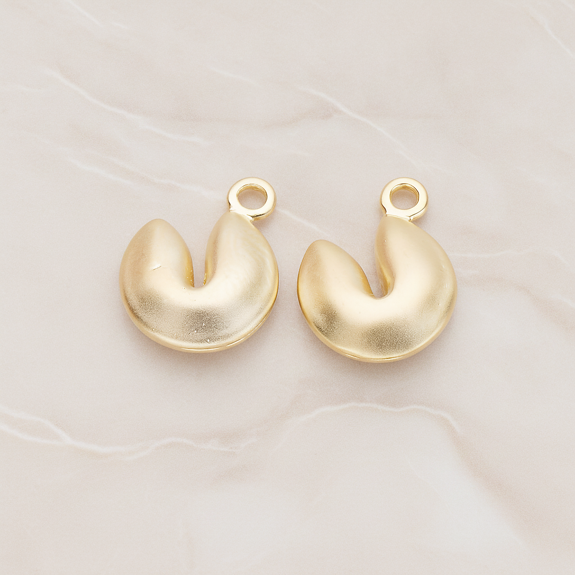 Fortune Cookie Pendant, 2 Pc on warm marble background (PD.1005)