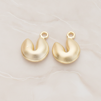Fortune Cookie Pendant, 2 Pc on warm marble background (PD.1005)