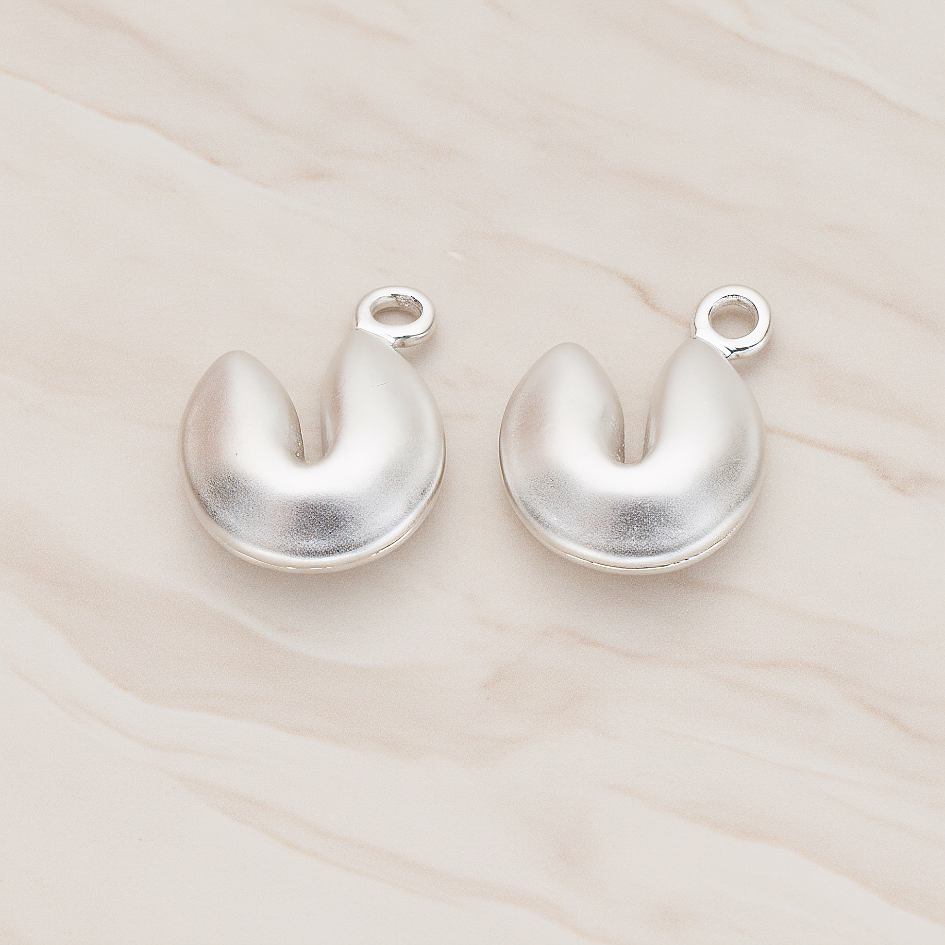 Fortune Cookie Pendant, 2 Pc on warm marble background (PD.1005)