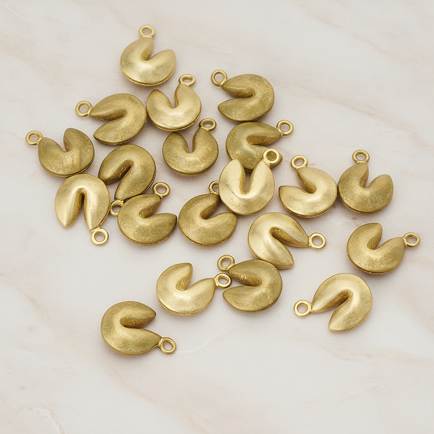 Fortune Cookie Pendant, 2 Pc on warm marble background (PD.1005)