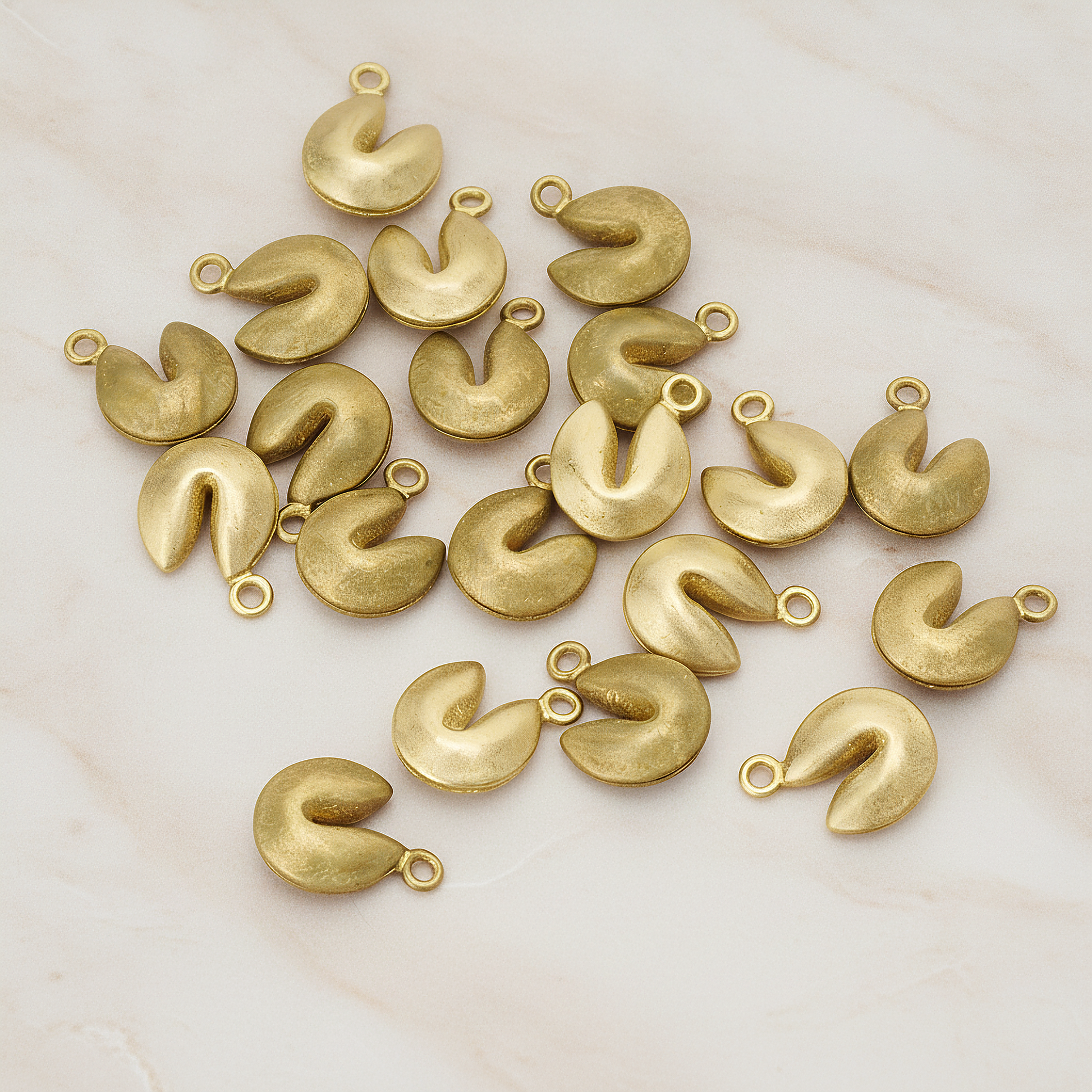 Fortune Cookie Pendant, 2 Pc on warm marble background (PD.1005)