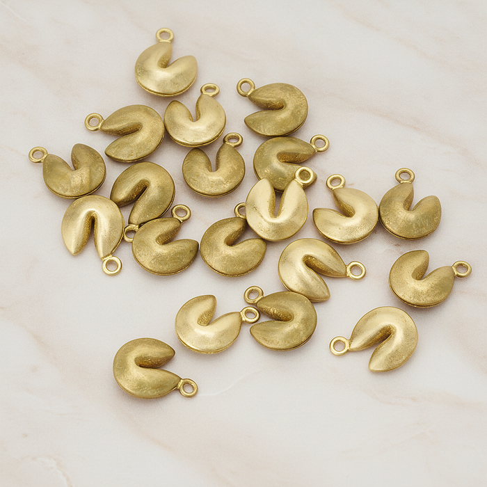 Fortune Cookie Pendant, 2 Pc on warm marble background (PD.1005)
