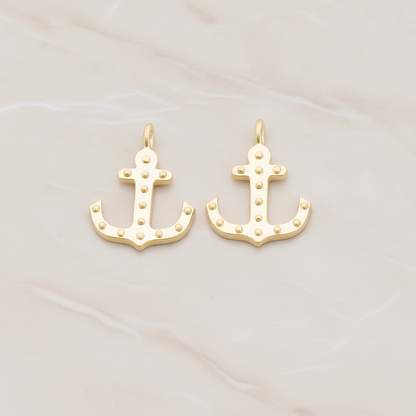 Simple Anchor Charm Pendant, 2 Pc on warm marble background (PD.1091)