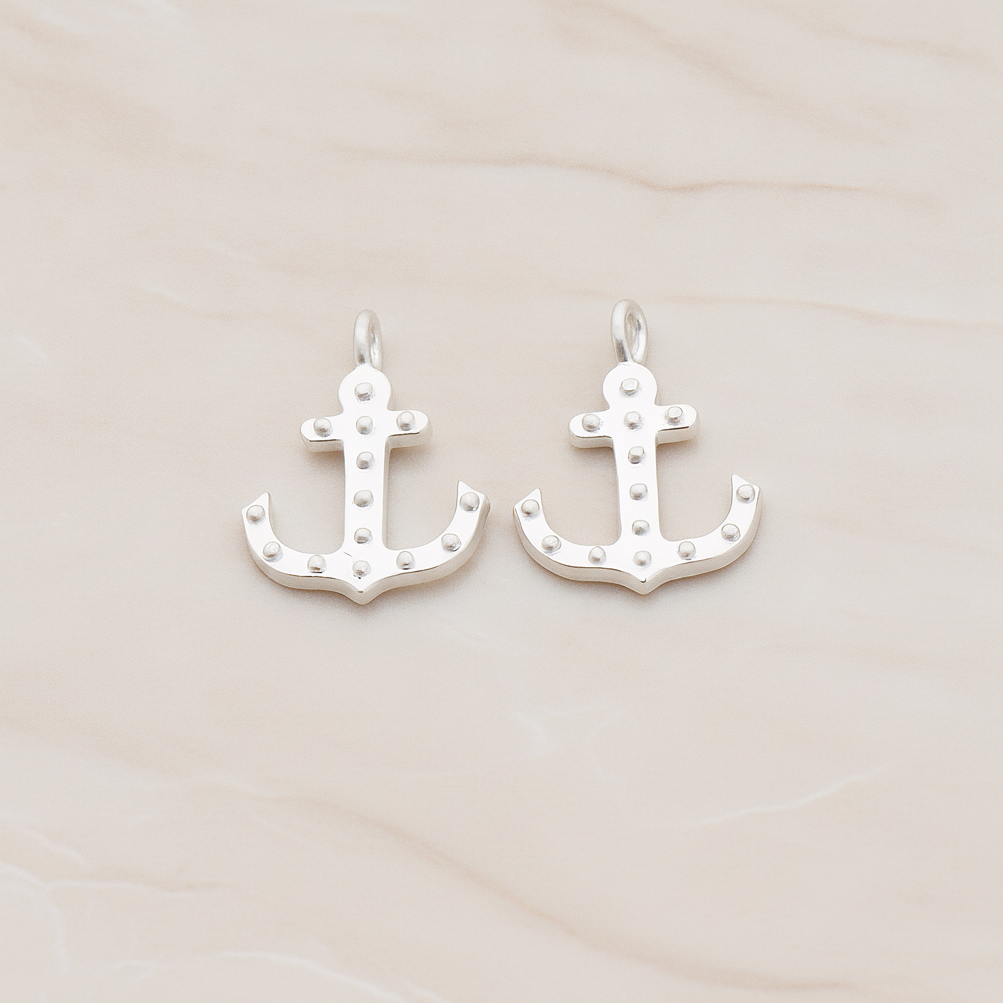 Simple Anchor Charm Pendant, 2 Pc on warm marble background (PD.1091)