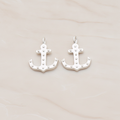 Simple Anchor Charm Pendant, 2 Pc on warm marble background (PD.1091)
