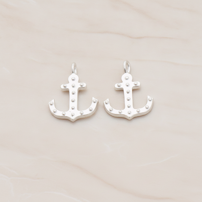 Simple Anchor Charm Pendant, 2 Pc on warm marble background (PD.1091)