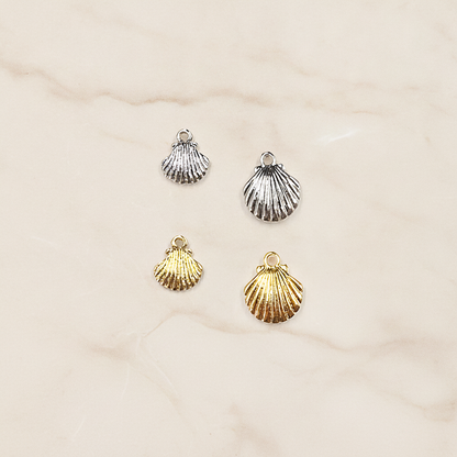 Shell Ring Pendant, Jewelry Supplies, Jewelry Making, (Gold, Rhodium Plated), 2 Pc on warm marble background (PD.0014-06)